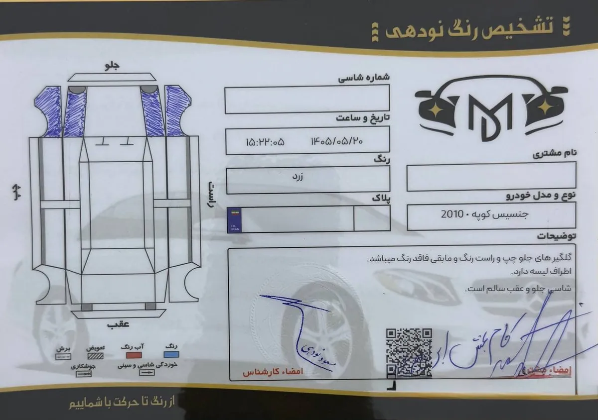برگه کارشناسی خودرو