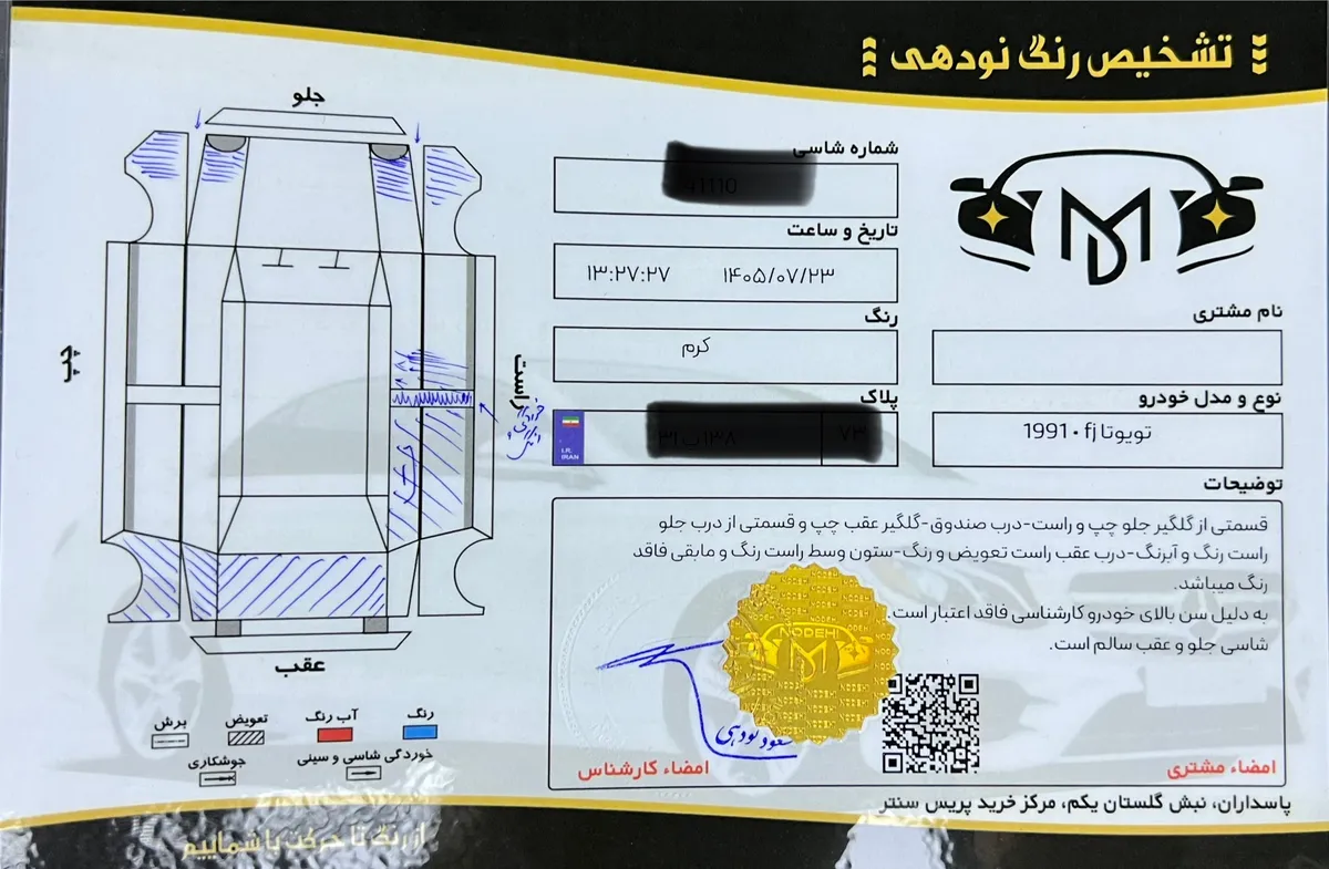 برگه کارشناسی خودرو