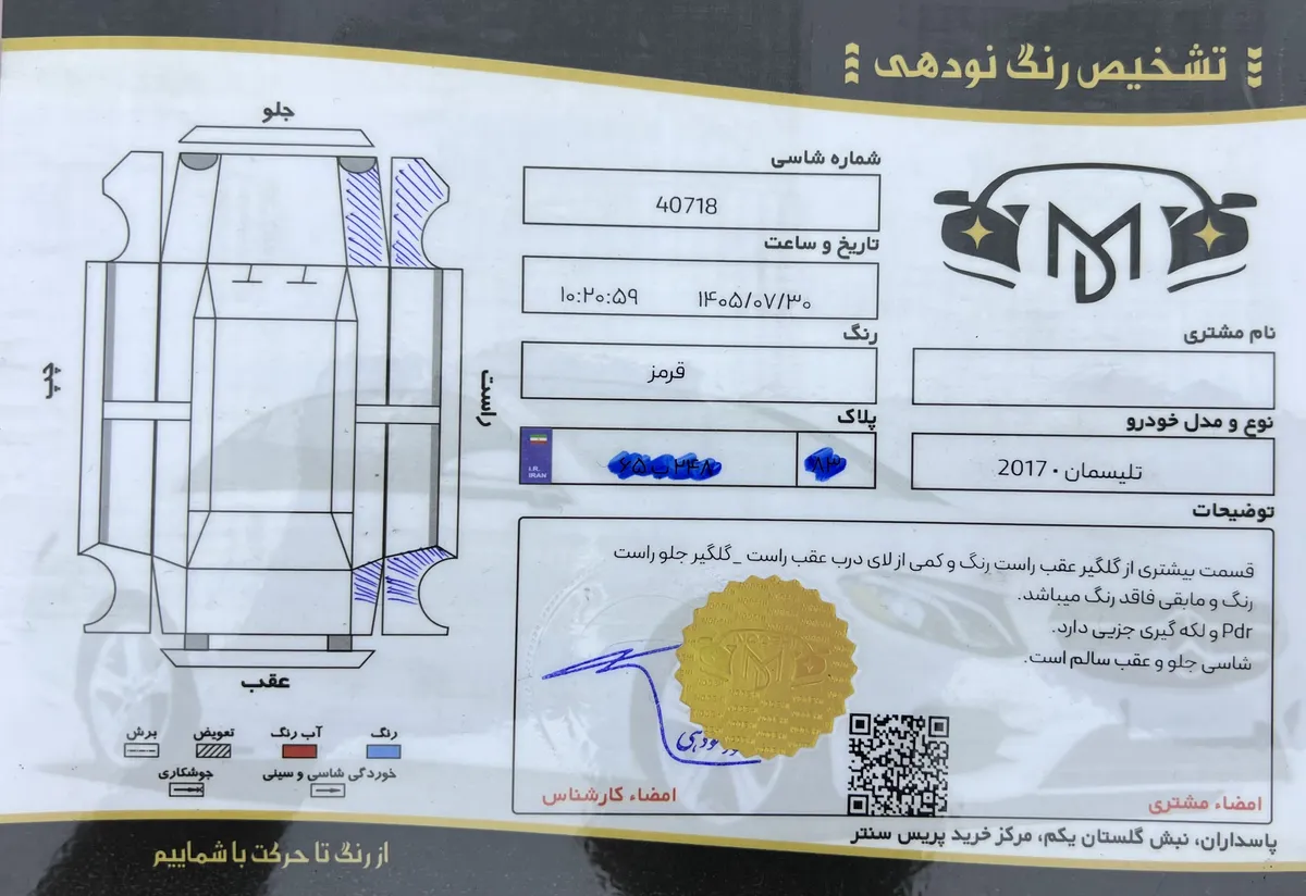 برگه کارشناسی خودرو